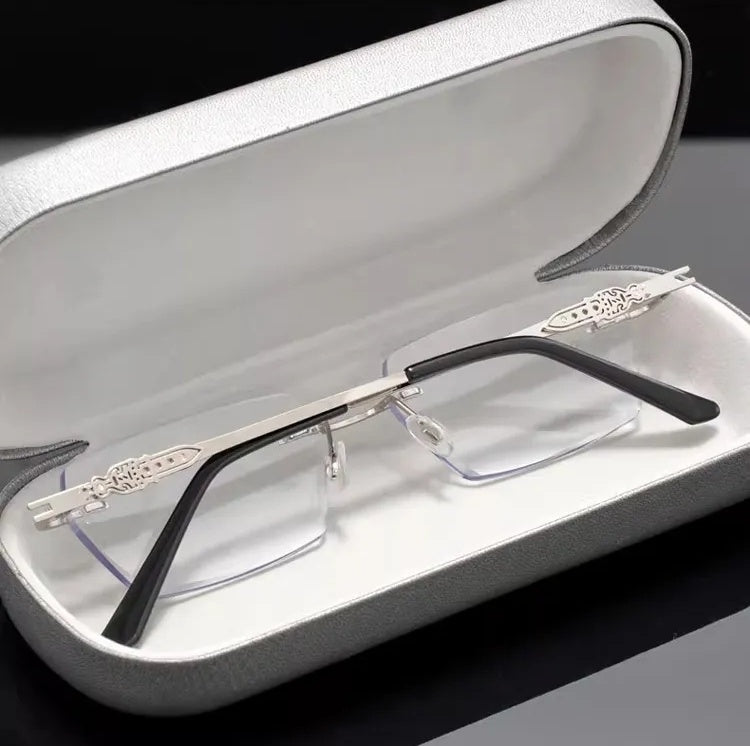 🎁50% OFF👓️Metal Frameless Highgrade Reading Glasses🔥Blocks Blue Light, Radiation, and ultraviolet rays, Relieves Eye Fatigue