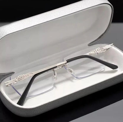 🎁50% OFF👓️Metal Frameless Highgrade Reading Glasses🔥Blocks Blue Light, Radiation, and ultraviolet rays, Relieves Eye Fatigue
