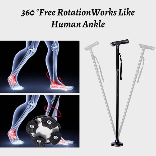 Multifunctional Folding Elderly Cane – Adjustable height, ergonomic grip