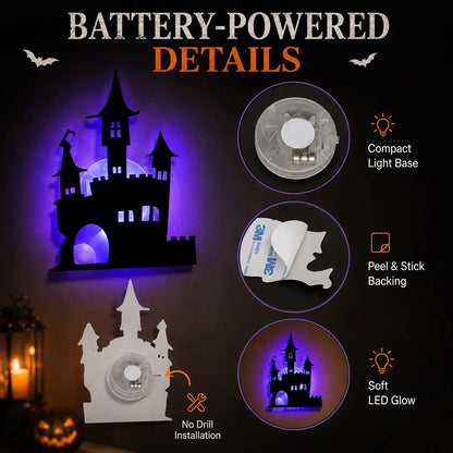 Halloween LED Wall Decor Lights, Peel & Stick Battery Powered Silhouette Stickers