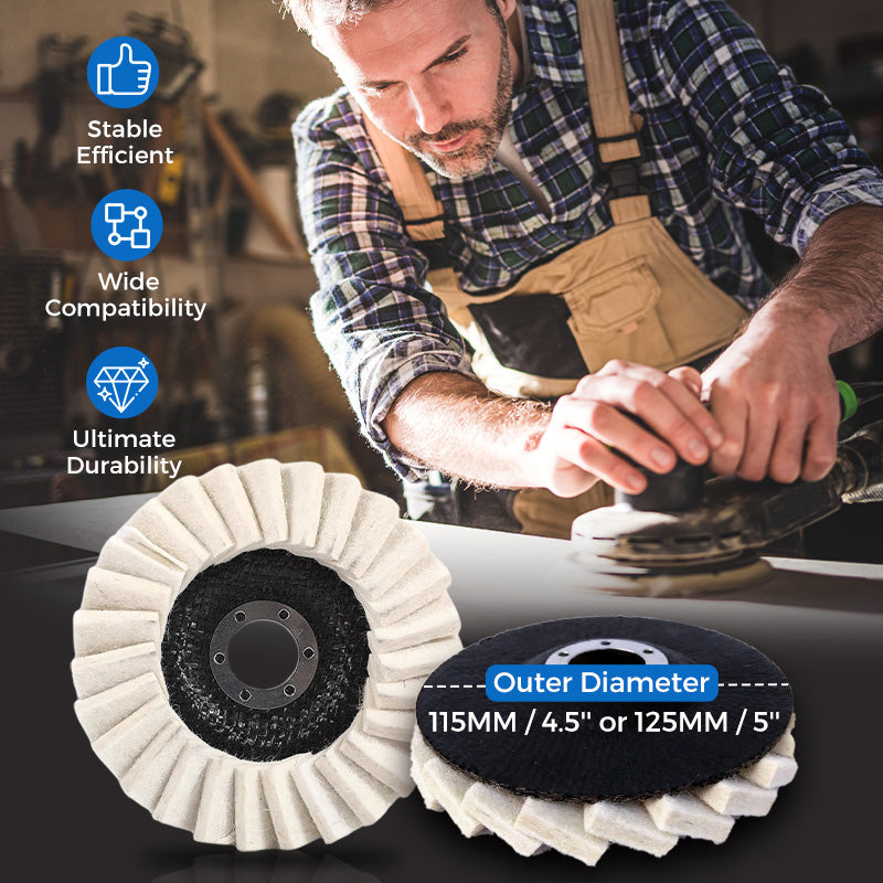 ⚒️ Premium Wool Felt Polishing Flap Disc for Angle Grinders-Mirror Finish Made Easy