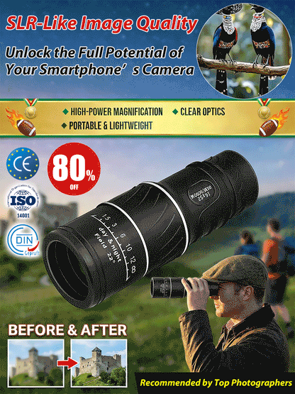 ⏳ 50% OFF🔥Used by American Mountain Guides! 100x HD Monocular, IPX5 Waterproof & Fog-Proof🧭🔭