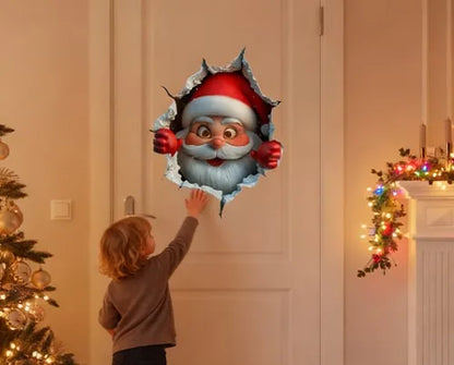 🎅 3D Santa Christmas Wall Decal | Festive Holiday Decor
