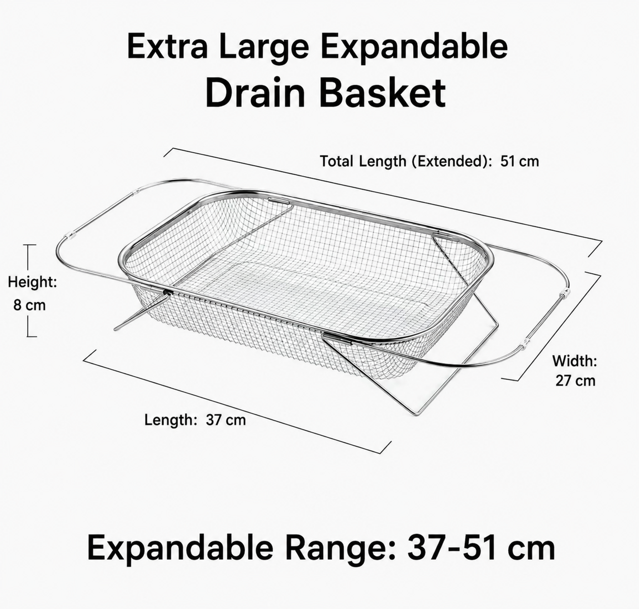 304 Expandable Over-the-Sink Colander Basket – Wash, Drain & Dry with Ease
