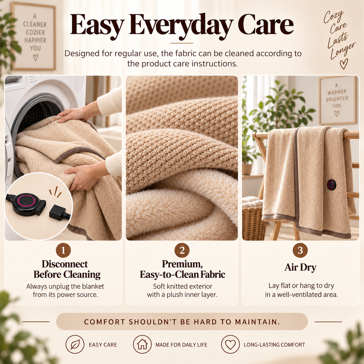 USB Heated Wearable Blanket – 3 Heat Settings & Soft Double-Sided Comfort