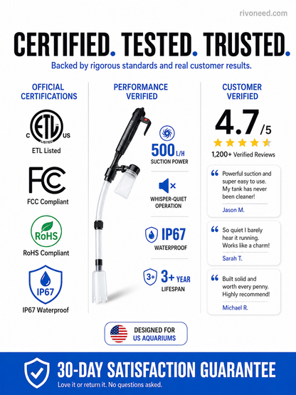 🐠50% OFF NOW! Electric Aquarium Gravel Cleaner – Powerful Suction Fish Tank Vacuum Siphon, Easy Gravel Cleaning & Water Changing, Automatic Aquarium Maintenance Tool