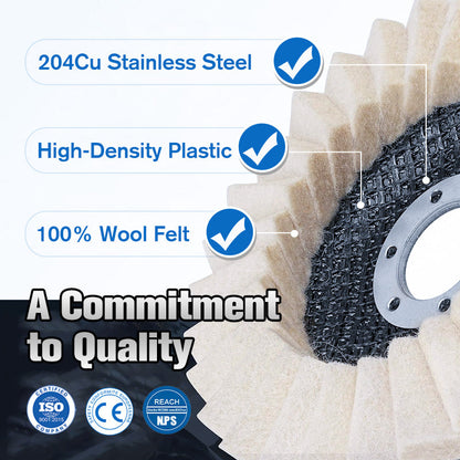 ⚒️ Premium Wool Felt Polishing Flap Disc for Angle Grinders-Mirror Finish Made Easy