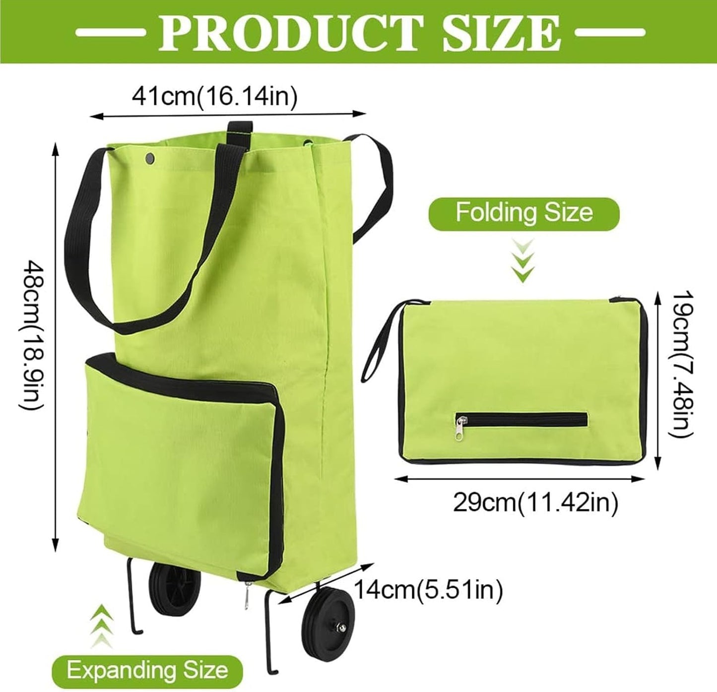 ❄️50% Off!🛒2-in-1 Foldable Shopping Trolley – Sturdy Shopping Bag on Wheels for Supermarket, Market & Travel
