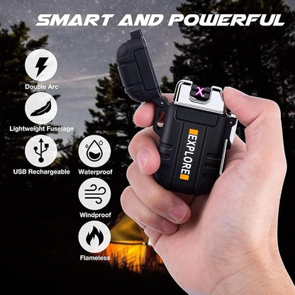 🔥 Gas-Free Electric Lighter Rechargeable USB-C with LED Flashlight