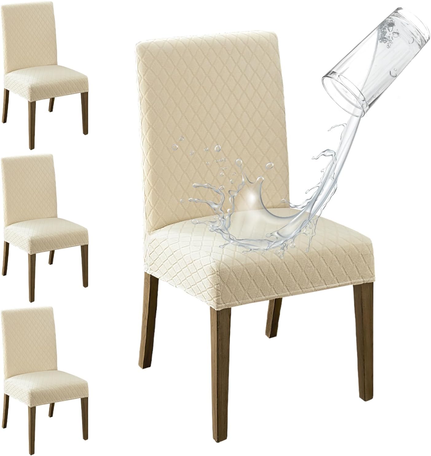Premium Solid Waterproof Stretch Chair Covers for Home, Kitchen, Banquet