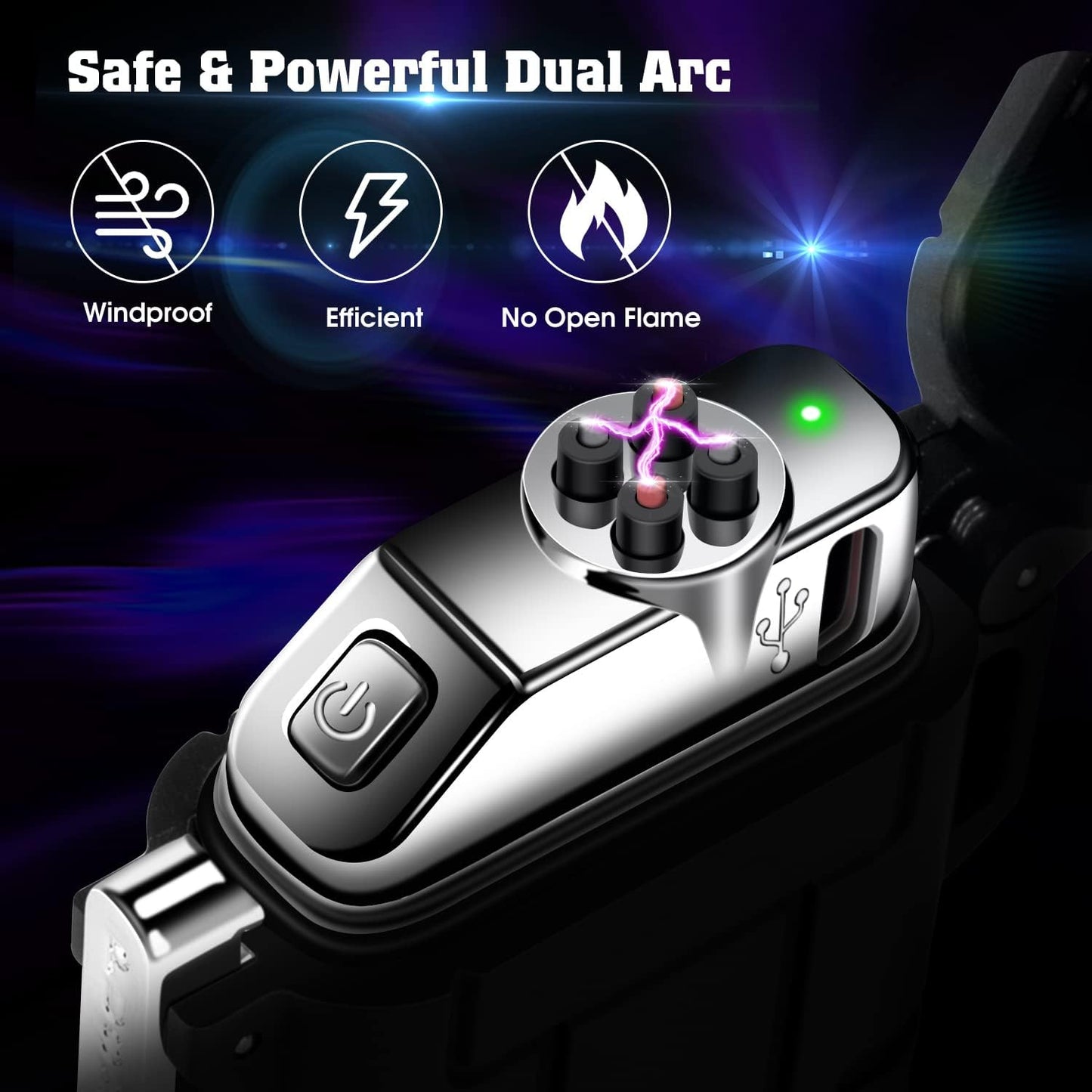 🔥 Gas-Free Electric Lighter Rechargeable USB-C with LED Flashlight