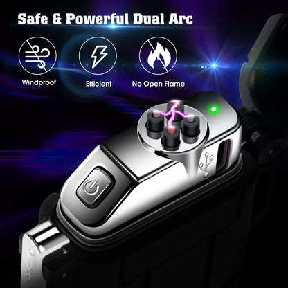 🔥 Gas-Free Electric Lighter Rechargeable USB-C with LED Flashlight