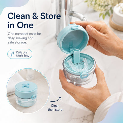 🏆100K+ SOLD! 💧Portable Retainer and Denture Cleaning Case with Magnetic Lifting Tray