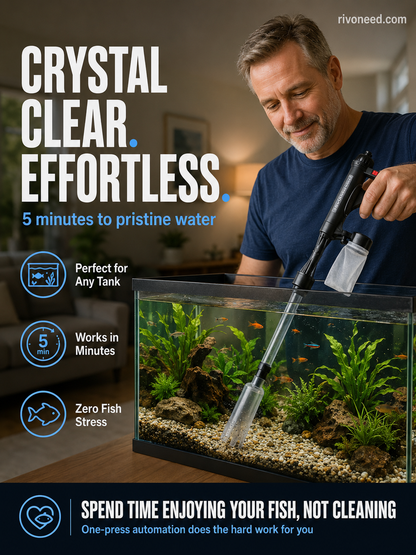 🐠50% OFF NOW! Electric Aquarium Gravel Cleaner – Powerful Suction Fish Tank Vacuum Siphon, Easy Gravel Cleaning & Water Changing, Automatic Aquarium Maintenance Tool