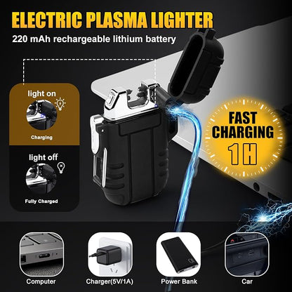 🔥 Gas-Free Electric Lighter Rechargeable USB-C with LED Flashlight