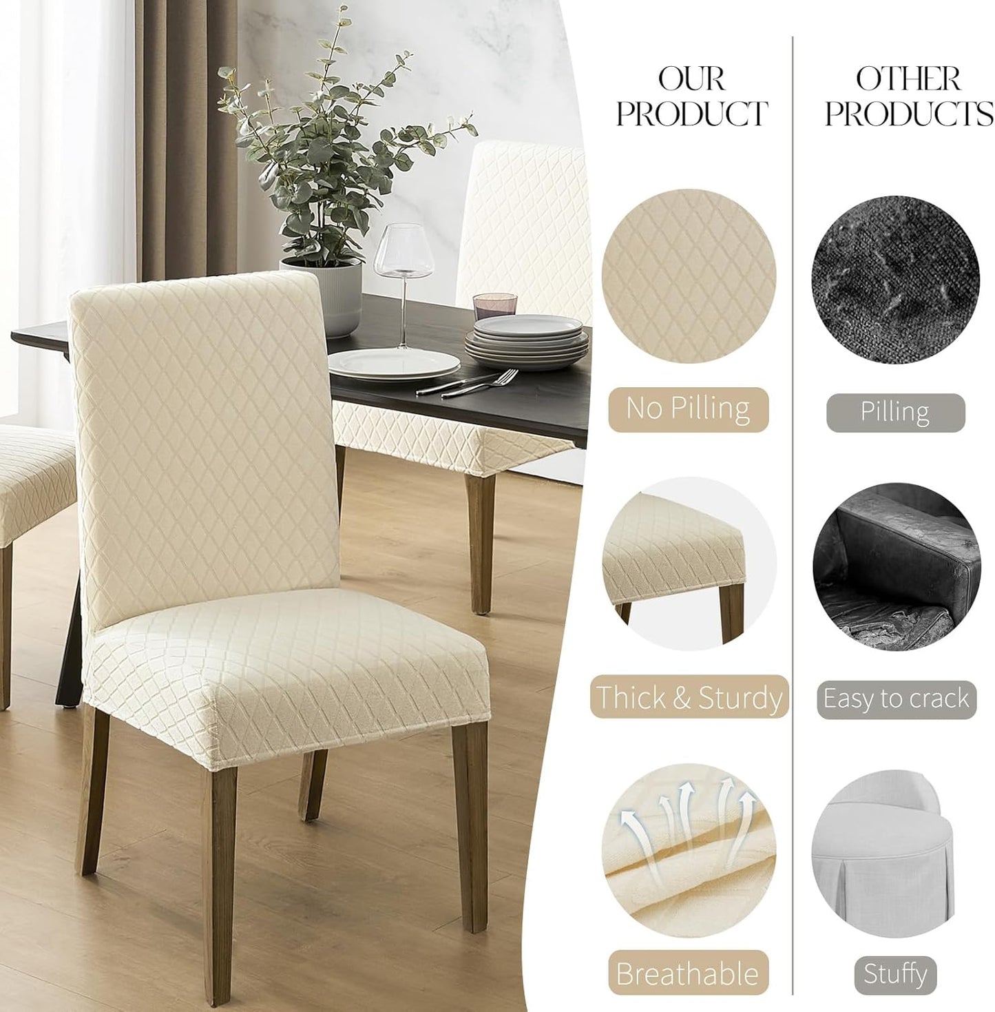 Premium Solid Waterproof Stretch Chair Covers for Home, Kitchen, Banquet