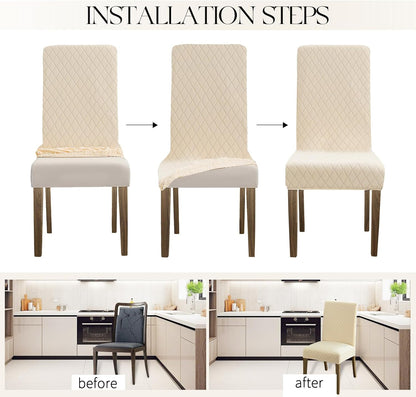 Premium Solid Waterproof Stretch Chair Covers for Home, Kitchen, Banquet