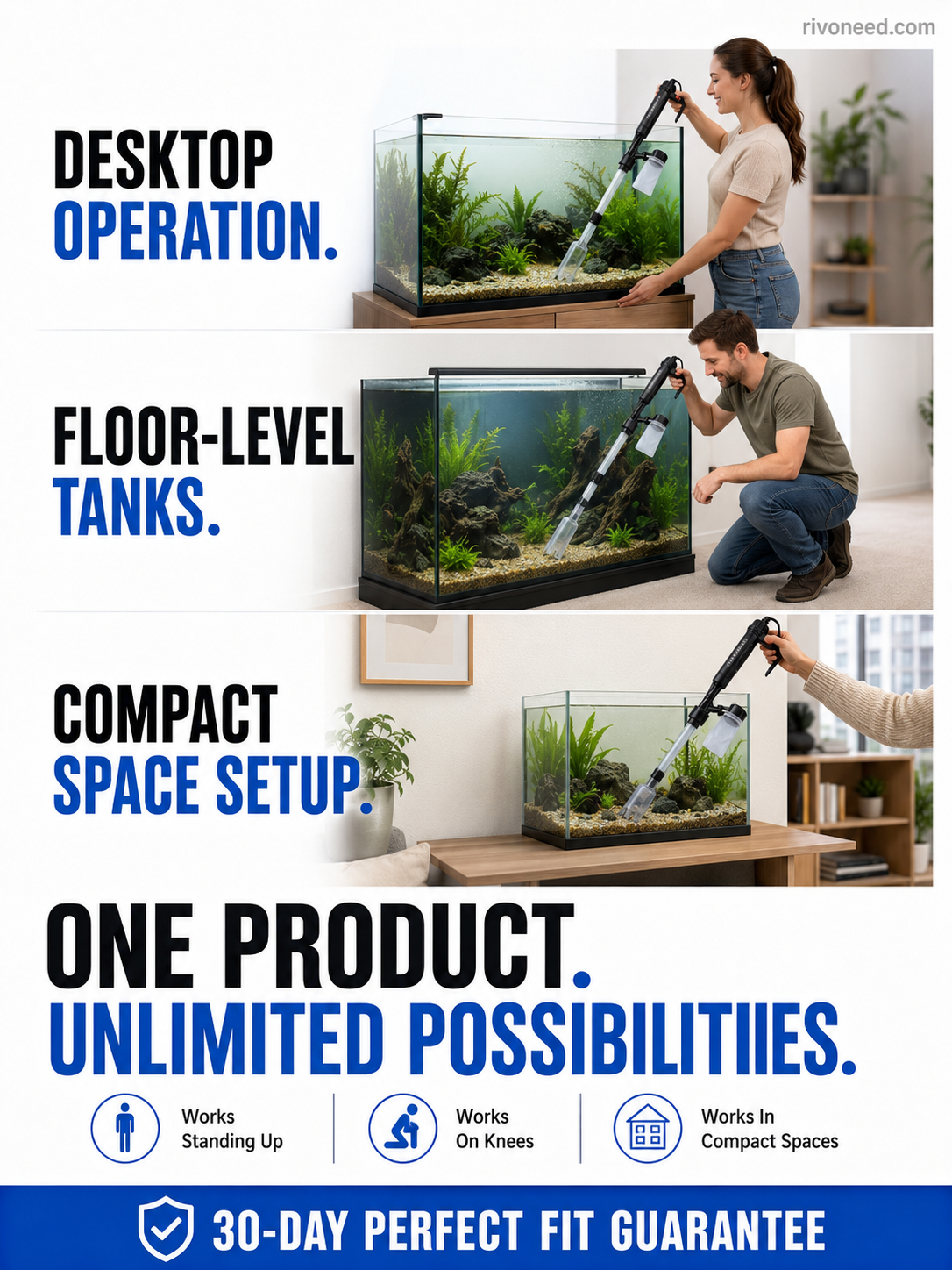 🐠50% OFF NOW! Electric Aquarium Gravel Cleaner – Powerful Suction Fish Tank Vacuum Siphon, Easy Gravel Cleaning & Water Changing, Automatic Aquarium Maintenance Tool