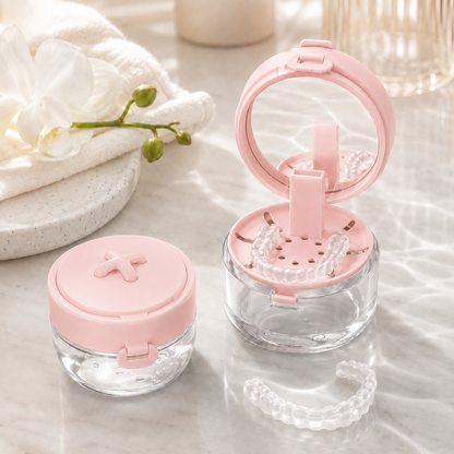 💧 2-in-1 Retainer & Denture Cleaning Case with Magnetic Lift Tray