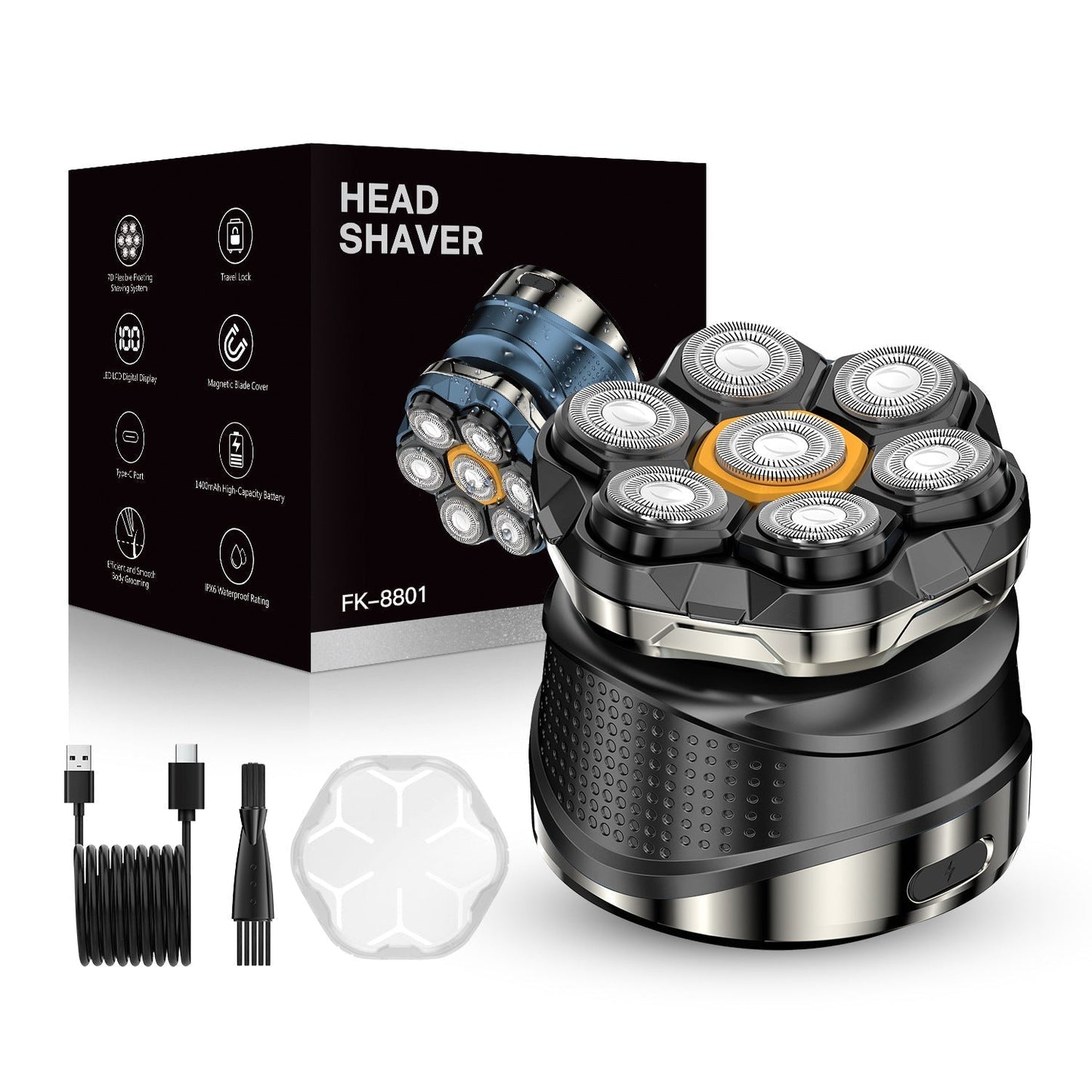 🔥 7D Electric Head Shaver for Men – Wet & Dry Magnetic Rotary Razor