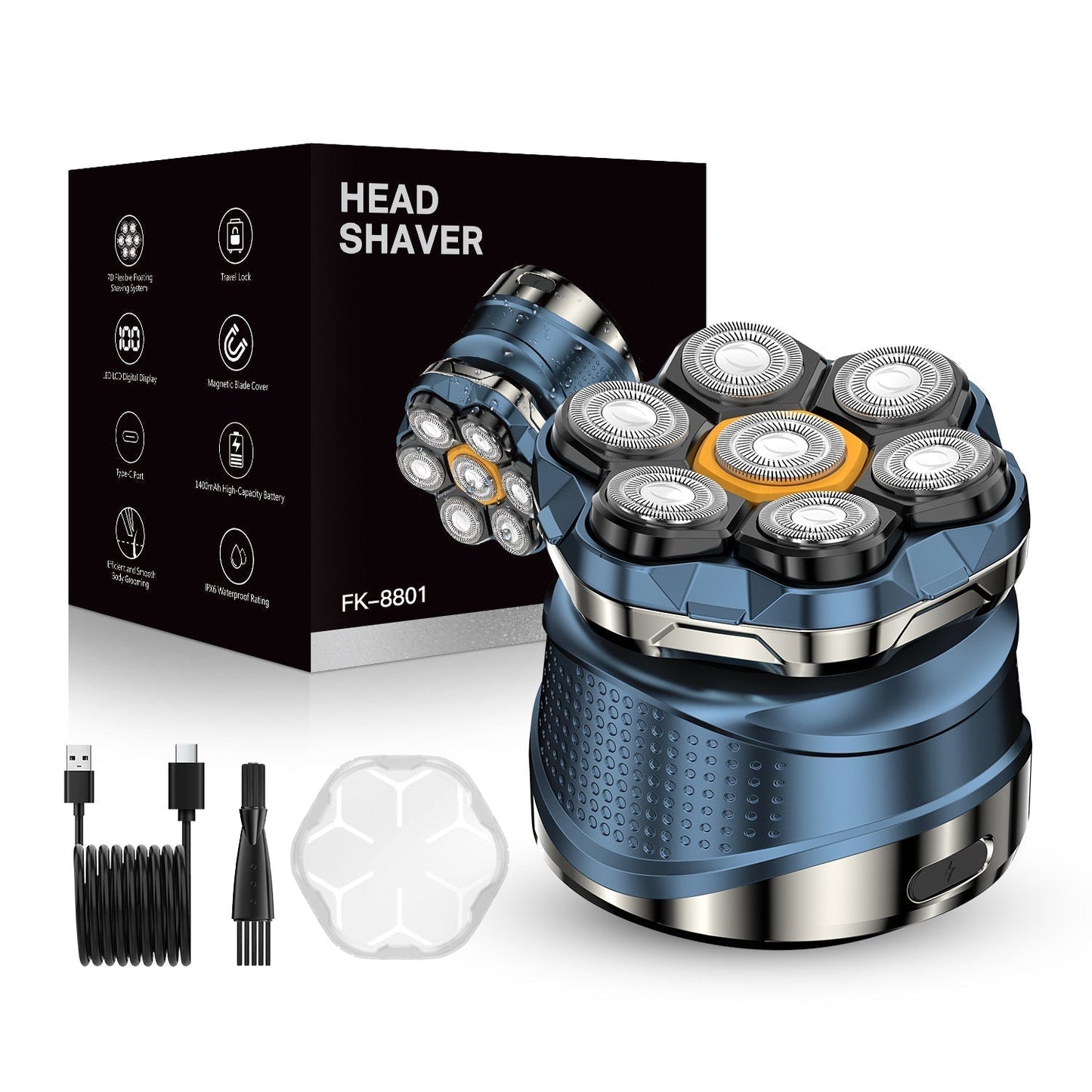 🔥 7D Electric Head Shaver for Men – Wet & Dry Magnetic Rotary Razor