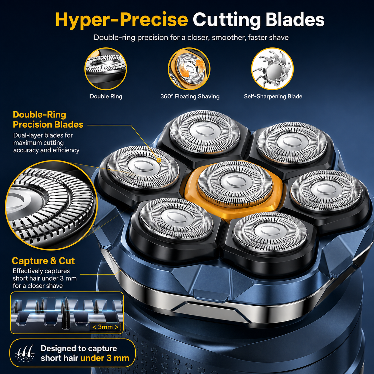 🔥 7D Electric Head Shaver for Men – Wet & Dry Magnetic Rotary Razor