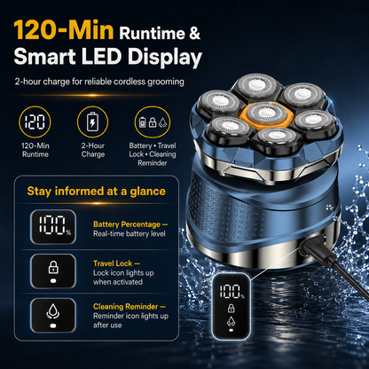 🔥 7D Electric Head Shaver for Men – Wet & Dry Magnetic Rotary Razor