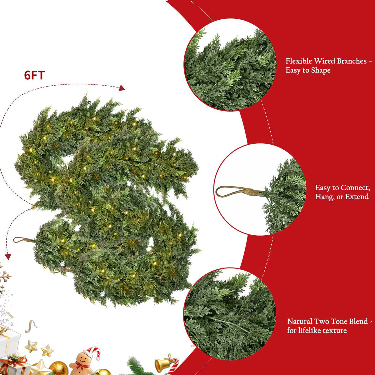 🏆5K+ people purchased it in the past week💥 Pre-lit Christmas Cedar Garland