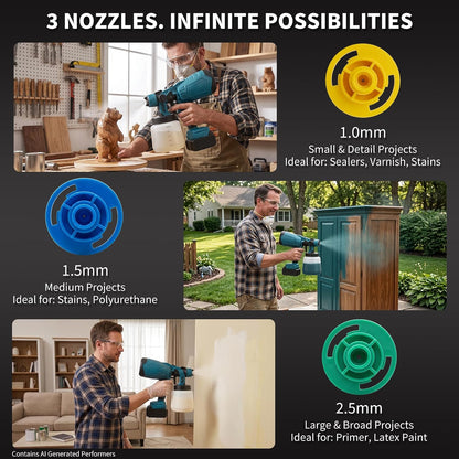 🎨 Cordless Electric Paint Sprayer – 1000ML High-Power Spray Gun with Battery