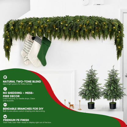 🏆5K+ people purchased it in the past week💥 Pre-lit Christmas Cedar Garland