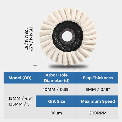 ⚒️ Premium Wool Felt Polishing Flap Disc for Angle Grinders-Mirror Finish Made Easy