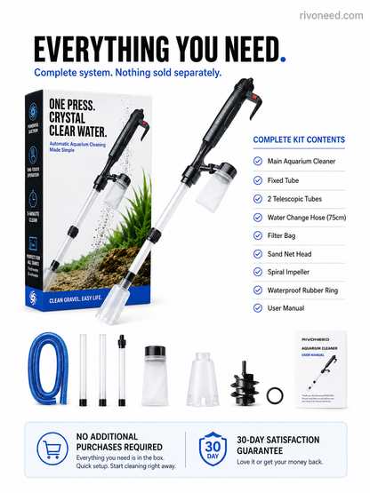 🐠50% OFF NOW! Electric Aquarium Gravel Cleaner – Powerful Suction Fish Tank Vacuum Siphon, Easy Gravel Cleaning & Water Changing, Automatic Aquarium Maintenance Tool