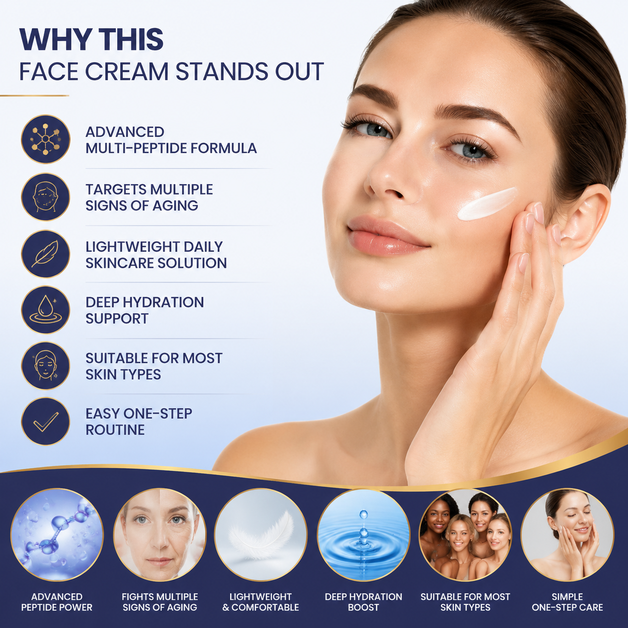 ✨ Multi-Peptide Firming Anti-Wrinkle Face Cream — 🧴 Powered by Multi-Peptides & Advanced Moisturizing Ingredients | Helps Reduce the Appearance of Wrinkles & Improve Skin Firmness -QO