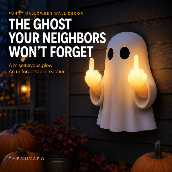 Halloween 50% Off Sale👻Ghost Wall Light, Cute Ghost Night Light with Middle Finger Gesture, Funny LED Wall Lamp for Bedroom Halloween Decor Home Office Gift