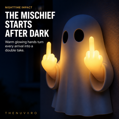 Halloween 50% Off Sale👻Ghost Wall Light, Cute Ghost Night Light with Middle Finger Gesture, Funny LED Wall Lamp for Bedroom Halloween Decor Home Office Gift