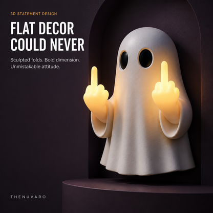 Halloween 50% Off Sale👻Ghost Wall Light, Cute Ghost Night Light with Middle Finger Gesture, Funny LED Wall Lamp for Bedroom Halloween Decor Home Office Gift