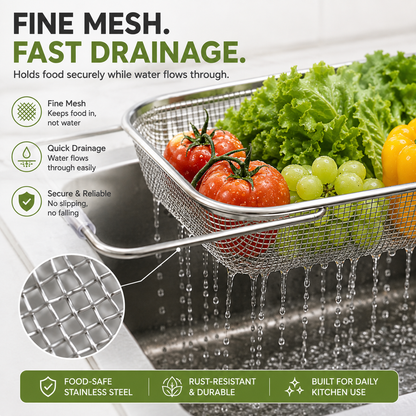 304 Expandable Over-the-Sink Colander Basket – Wash, Drain & Dry with Ease