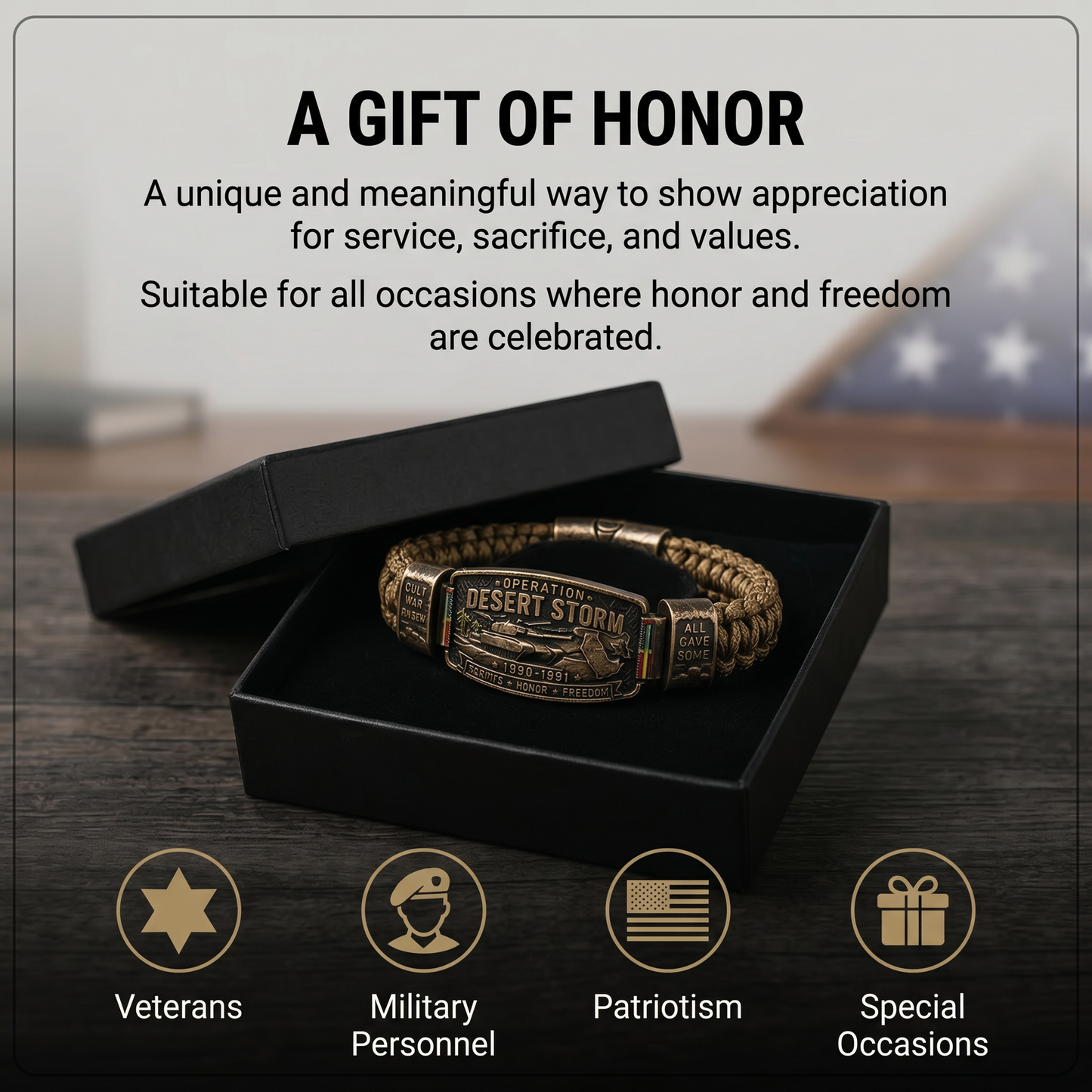 💥SAVE 40% 🎖️ Operation Desert Storm Veteran Paracord Bracelet | Honor Gulf War 1990-1991 Service Members