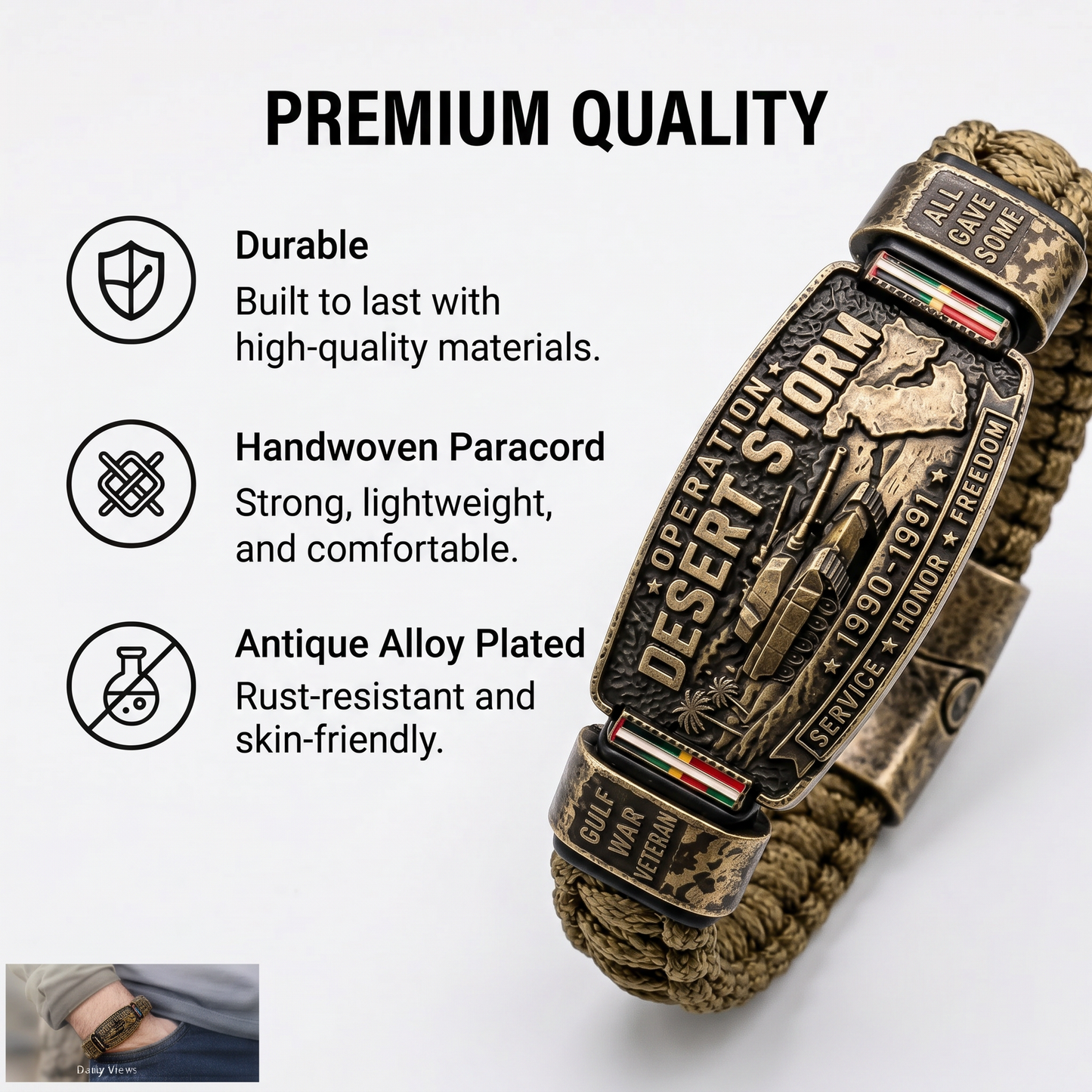 💥SAVE 40% 🎖️ Operation Desert Storm Veteran Paracord Bracelet | Honor Gulf War 1990-1991 Service Members