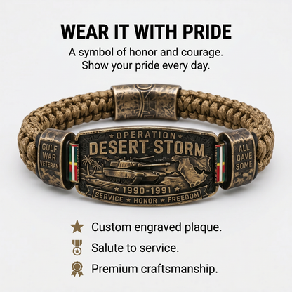 💥SAVE 40% 🎖️ Operation Desert Storm Veteran Paracord Bracelet | Honor Gulf War 1990-1991 Service Members