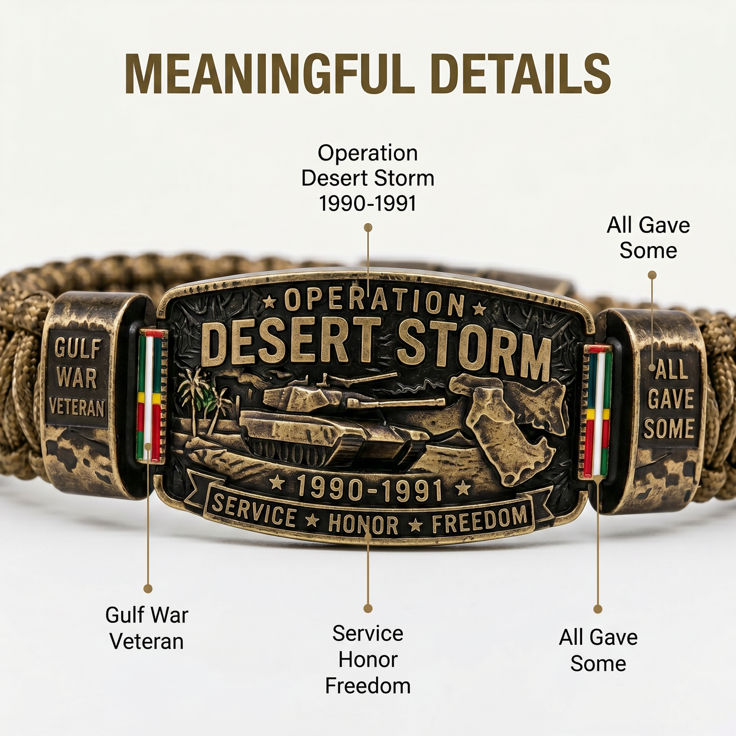 💥SAVE 40% 🎖️ Operation Desert Storm Veteran Paracord Bracelet | Honor Gulf War 1990-1991 Service Members
