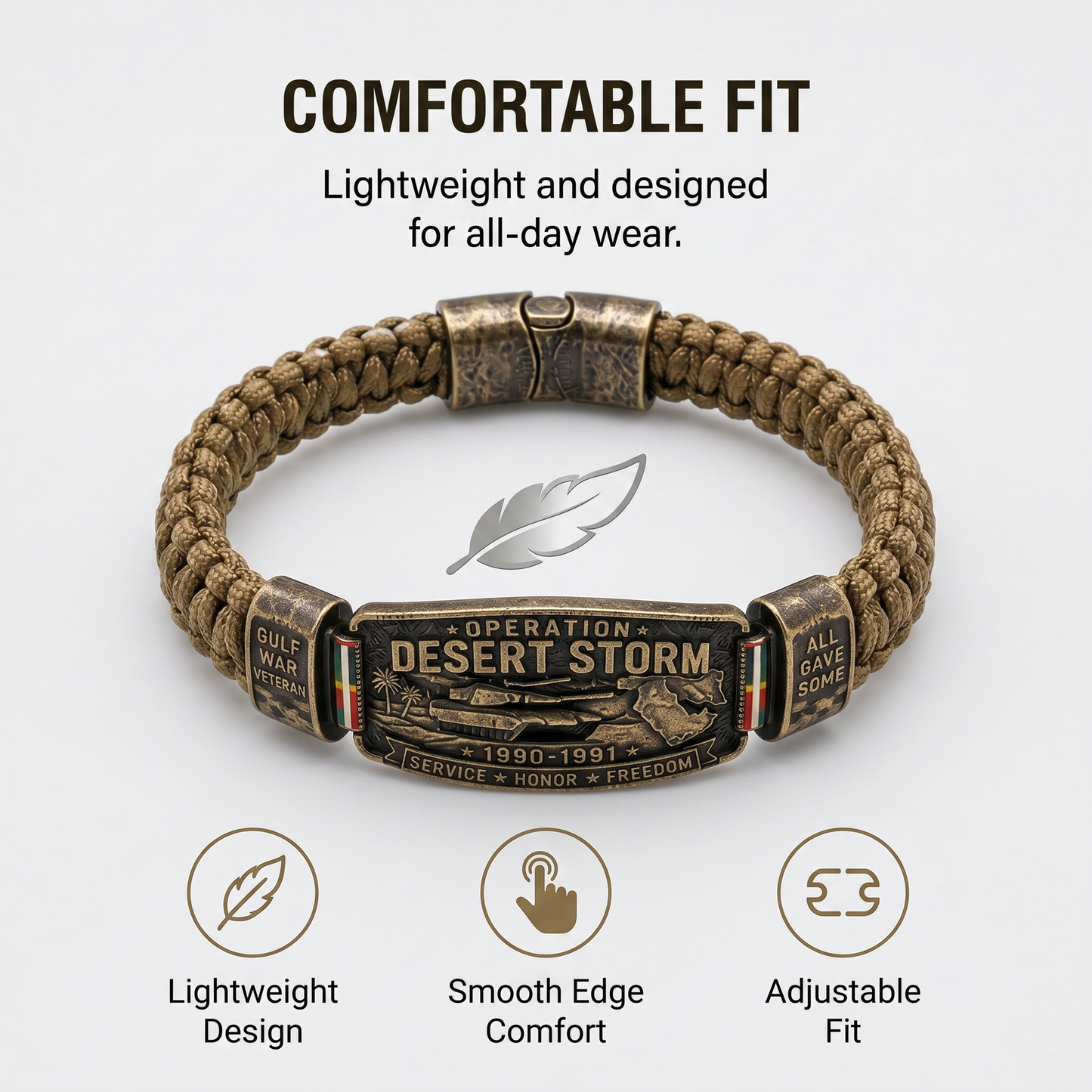 💥SAVE 40% 🎖️ Operation Desert Storm Veteran Paracord Bracelet | Honor Gulf War 1990-1991 Service Members