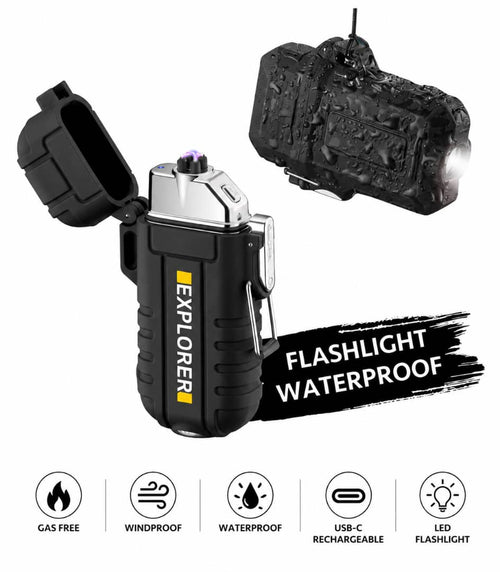 🔥 Gas-Free Electric Lighter Rechargeable USB-C with LED Flashlight