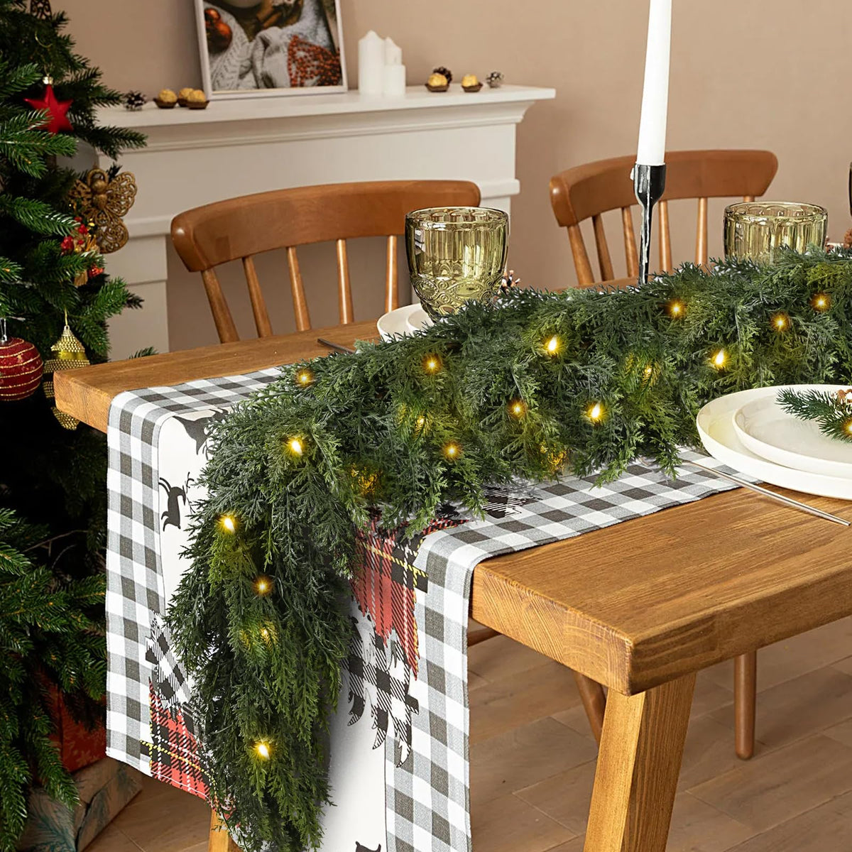 🏆5K+ people purchased it in the past week💥 Pre-lit Christmas Cedar Garland