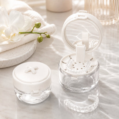 💧 2-in-1 Retainer & Denture Cleaning Case with Magnetic Lift Tray