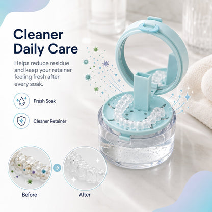 💧 2-in-1 Retainer & Denture Cleaning Case with Magnetic Lift Tray