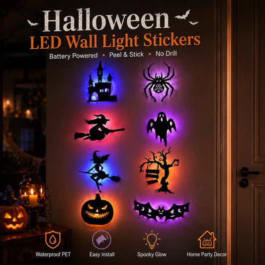 Halloween LED Wall Decor Lights, Peel & Stick Battery Powered Silhouette Stickers