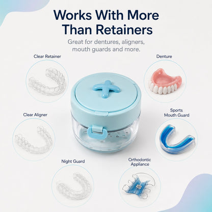 💧 2-in-1 Retainer & Denture Cleaning Case with Magnetic Lift Tray