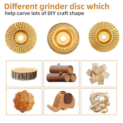 3PCS Wood Carving Disc Set, 4 Inch Wood Cutting Discs for Angle Grinder