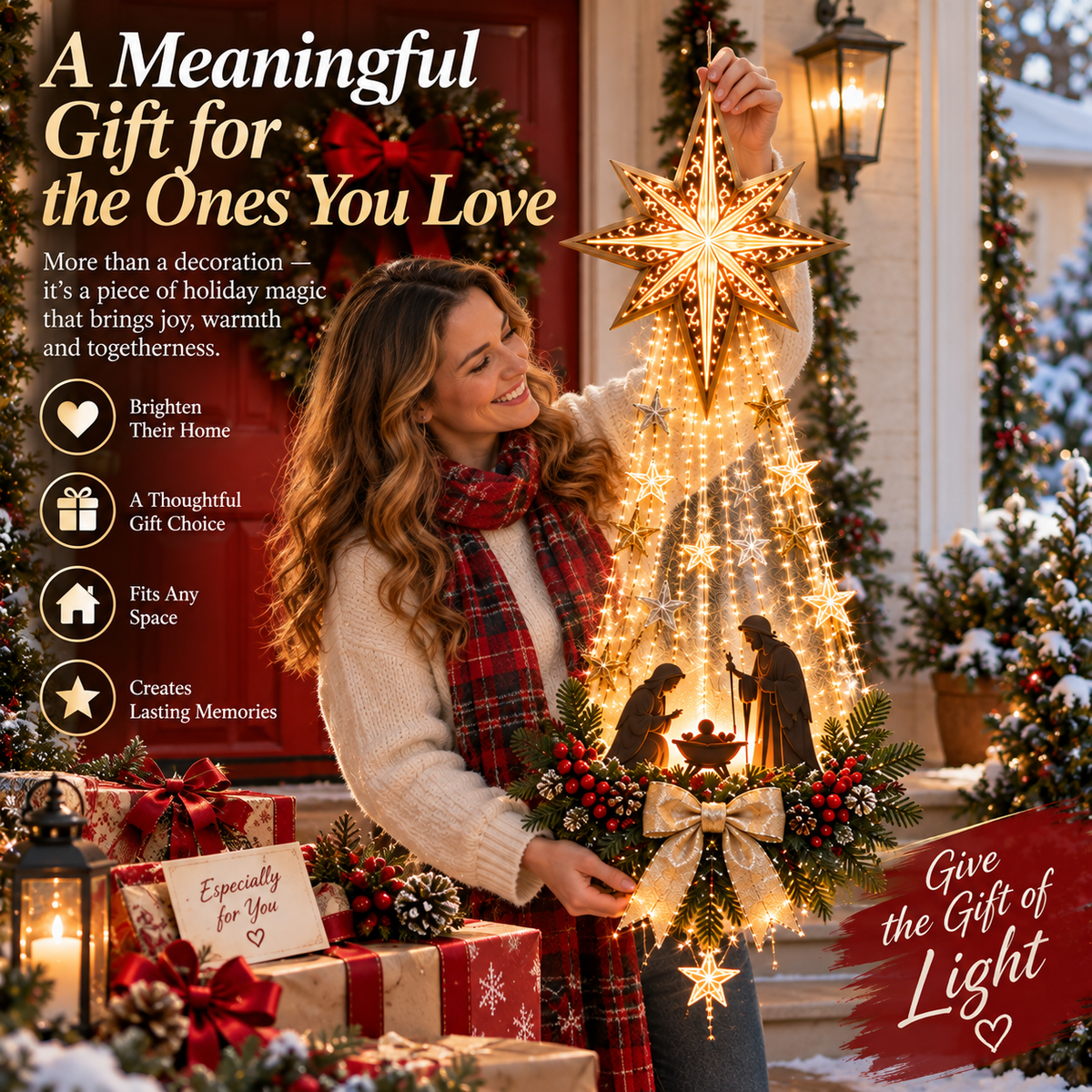 ✨Last Day 49% OFF✨✝️ Bethlehem Star of Faith™ – Lighted Nativity Wall Decor